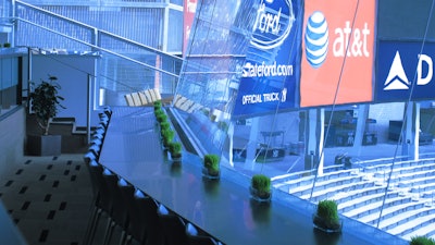 Wheatgrass arrangements decorate the Audi Yankees Club, Yankee Stadium