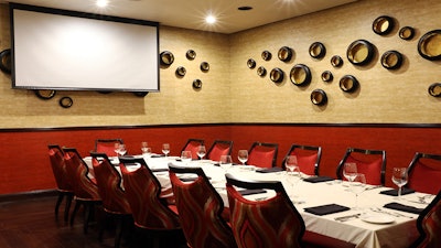 Spice Affair Private Dining Room with Retractable Projection Screen
