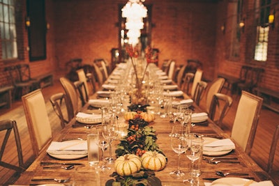 In Los Angeles in October 2014, Weight Watchers hosted a dinner featuring a long wooden table accented by pumpkins and fall foliage.