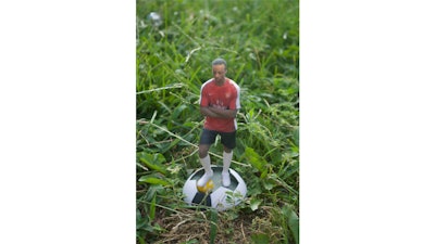 August Soccer Figurine On Ball Base
