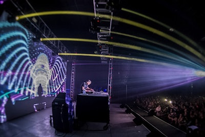 Bonobo's brand of progressive, down-tempo beats, paired with captivating visuals, was a popular attraction at the Main Frame stage Friday night.
