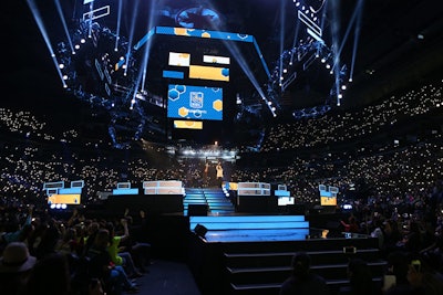The first stop on the current We Day tour took place October 1 at the Air Canada Centre in Toronto. Organizers created a preparation area underneath the elevated center stage. The next stop is Rogers Arena in Vancouver on October 21.