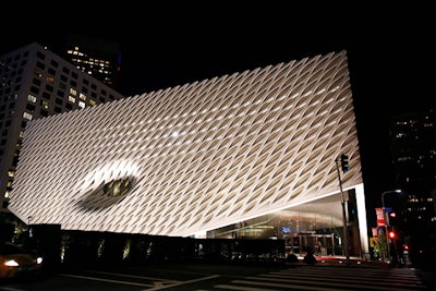 In anticipation of the public opening of Los Angeles’s newest contemporary art museum, the Broad, Edye and Eli Broad hosted the venue's inaugural celebration in September. Designed by Diller Scofidio & Renfro in collaboration with Gensler, the 120,000-square-foot, $140-million building is a piece of artwork in itself with its honeycomb-like exterior (known as 'the veil') and column-free exhibition space on the third floor. The recognizable architecture of the new museum was a natural choice to inspire the opening party.