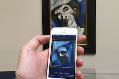 Appamics placed tiny iBeacons next to four paintings in the 'Gauguin to Picasso: Masterworks From Switzerland' exhibit at the Phillips Collection. Visitors take a selfie in the 'Portrait Play' app, and then when they approach one of the paintings, the image is transformed into the style of that artist.