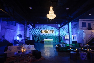 The event took place at Moonlight Studios. HMR Designs handled decor and created a living moss wall that featured Unicef's logo. Designers used foliage and trees throughout the space aimed to evoke a lush, Neverland-inspired setting. As part of a zero-waste initiative, trees and succulents used at the benefit were later replanted.