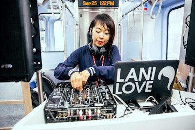 DJ Lani Love spins on the train, sampling some music from Tokyo.