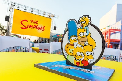 Custom centerpieces bore Simpsons characters' images.