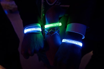 At the entrance, partygoers received one of two wrist bands. The green wristbands signified that guests were on the 'Lost Boys' team; blue wristbands went to those on the 'Pirates' team.