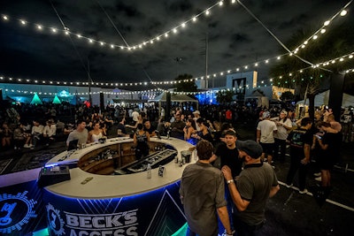 Beer brand Beck's provided high-top tables for the on-site beer garden.