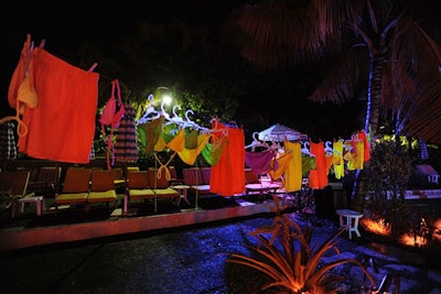 On August 15, Miami PR pro Nick D'Annunzio of Tara Ink hosted an all-neon birthday bash poolside at Thompson Miami Beach. While many parties happen on a pool deck, D'Annunzio incorporated the pool itself into the bash with neon clothing strung up on a line above and inflatables floating within.