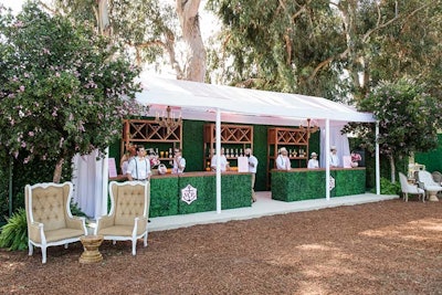 Hedging decorated the front of a bar in the new Rosé Garden section, for guests ticketed at the $400 level.