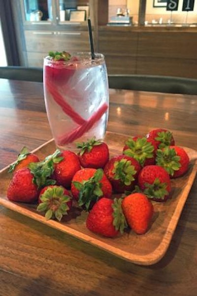 For a sweet twist on a simple cocktail, BLT Steak Atlanta mixes Red Vine-infused Stoli vodka with club soda and garnishes the glass with a strawberry and strands of the licorice candy.