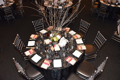 To enhance the natural feel, tables were decked with tree branches. The dinner offered traditional Canadian fare such as Alberta beef short rib, rosemary and sage duck confit, and 'Holland Mash' made with kale and collard greens.