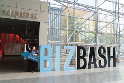 Guests were greeted by oversize signage at the Jacob K. Javits Convention Center.