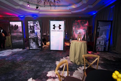 Design Foundry created partitions with the logo of Fight Night sponsor Under Armour to section off the V.I.P. after-party lounge.