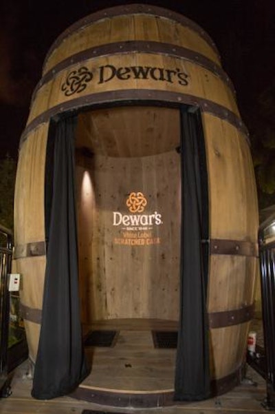 As many as four people at a time could step inside the 10-foot barrel to watch the video projected onto interior walls. Heat lamps and scent machines inside the barrel were synced with the video to enhance the sensory experience.