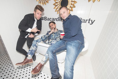 Photo ops in Atlanta included a bathtub replica with a tiled wall that displayed the event hashtag.