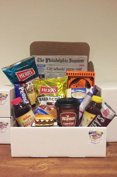 Brotherly Box is a new company that curates gift boxes filled with the best of Philadelphia. Think Wawa coffee, Goldenberg's Peanut Chews, and Liberty Bell-shaped figurines. The customizable boxes can serve as unique party favors or welcome gifts for out-of-town guests. Pricing starts at $35 for 5 items and $60 for 10.