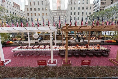 On November 3, and in the lead up to Thanksgiving, Ocean Spray unveiled a high-impact brand promotion in the form of a seated luncheon in a 30-foot-long bog at Rockefeller Center. Produced by Tyger Productions, the conspicuous affair celebrated both Ocean Spray's 85th anniversary and all things cranberry.