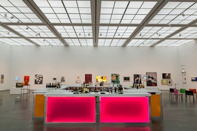 Colorful bars were set up in the museum's galleries during the cocktail reception and after-party.