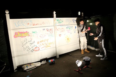 A graffiti wall outside the Philadelphia activation encouraged guests to get creative with markers. Guests signed their names, drew designs and pictures, and wrote words and sayings related to the house party and rum brand.