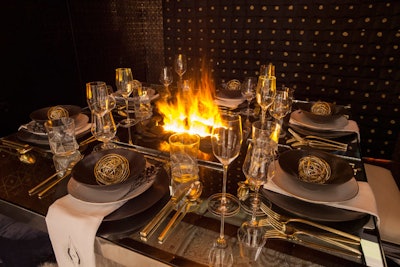 The center of the table had a 'fireplace' that was actually made of illuminated water vapor.