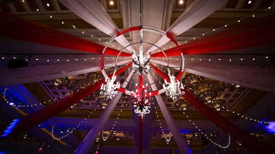 Creative ceiling decorations for events.