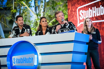 The L.A. Galaxy’s Omar Gonzalez, Pia Toscano, and Alan Thicke (pictured, left to right) judged StubHub's game-show-style competition meant to identify and honor Los Angeles's biggest fan.