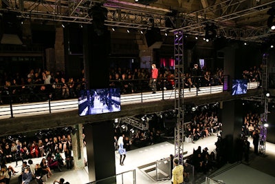 The 70,000-square-foot venue, spread across two floors, meant an incredibly long runway and tons of extra steps for models—all the while challenging KCD with creating an inclusive and immersive experience that could accommodate both a fashion show and dance/musical performances. Roughly 800 guests attended.