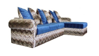Leopard and Blue Swirl Lounge Sectional - Wicked Elements