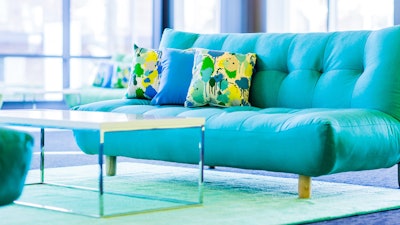 Brighten corporate lounge settings with Blueprint Studios' colorful new line of Spectra sofas.