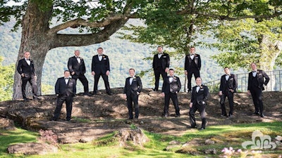A Perfect Pose With The Groom And All The Groomsmen At This Hillside Estate Wedding