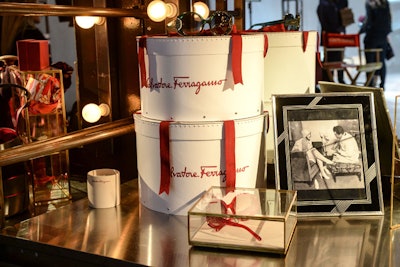 Produced by Bureau Betak, the event paid homage to Ferragamo's Hollywood heritage and turned Industria Superstudio into Gancio Studios, which was replete with various installations modeled after a film set. More than 200 customized products featured the Ferragamo logo, including scripts, film reels, hat boxes, and beach towels.