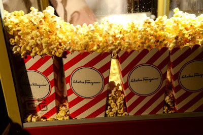 Even the smallest details were given the Ferragamo touch, including branded popcorn cartons that were served to guests as they entered the screening room.