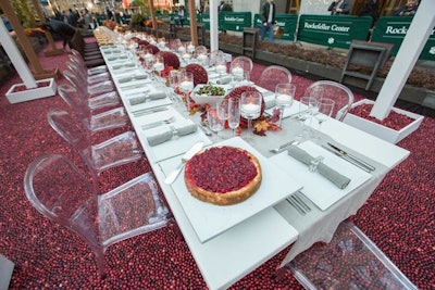 'The cranberry bog that Tyger Productions created for Ocean Spray in November was definitely one of the most memorable. The juxtaposition of a beautiful table setup—which itself contrasted traditional and modern decor—and 900,000 cranberries in 21,000 gallons of water in the middle of Rockefeller Center in New York was so unique and so on-brand.' —Anna Sekula, editor in chief
