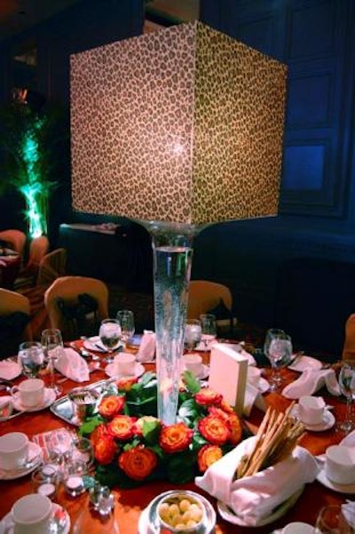 Solutions With Impact topped the tables with lamps wrapped in animal prints at the 2010 gala, which supported Free the Children.