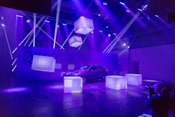 The drones hidden inside the blocks that concealed Infiniti's new vehicle flew away in fluid, elegant motions to reveal the car.