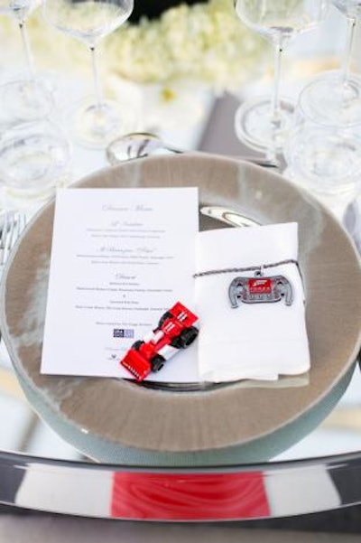 Sponsor Hot Wheels provided toy takeaways at place settings.