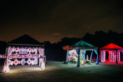 The opening-night party had a 'Welcome to Wonderland' theme and featured thematic tents on the resort's Tranquillo lawn. Within the tents, guests found snacks and plush lounge areas.