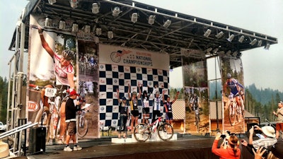 Mobile trailer stage at USA Cycling National Championships.