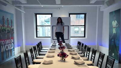 Venue57 - an #AESNYC venue - creative use of the corner space off the 9th floor entrance gallery during Product Launch