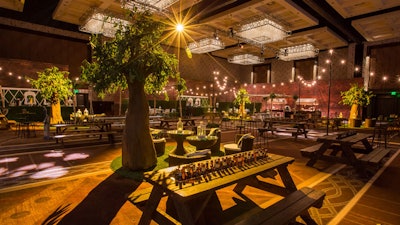 Custom Biergarten lounge designed for a tech conference