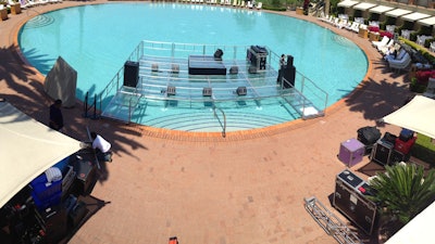 Plexi stage on pool at private party