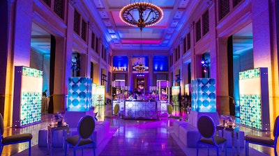 Corporate party event design and decor by Blueprint Studios.