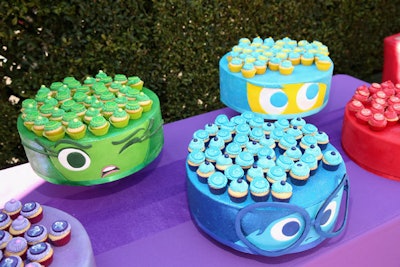 The Inside Out premiere featured cupcake displays inspired by the films five 'emotional' characters—Joy, Fear, Anger, Disgust, and Sadness.