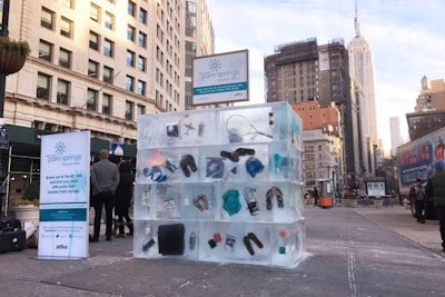 The ice blocks were designed by Ignited and built by New York-based ice distributor Apple Ice.