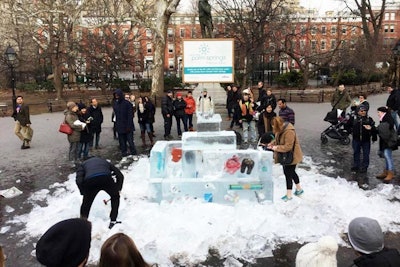 The ice blocks came to Flatiron Plaza and Washington Square Park on January 7.