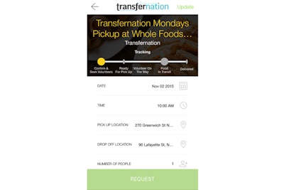 The Transfernation app allows organizations with food to donate and volunteers who transport it to track the process from start to finish.