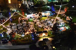 When hiring multiple food trucks, lining the perimeter of a venue with food trucks is an effective way to space them out.