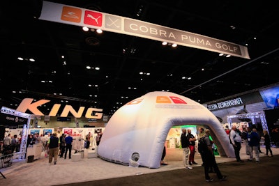 Cobra Puma Golf erected a large inflatable tent in the middle of its exhibit to attract interest from attendees.